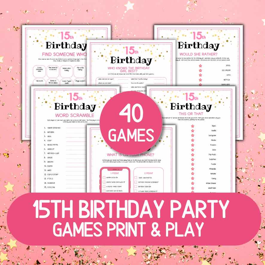 15TH BIRTHDAY PARTY GAMES PRINTABLE