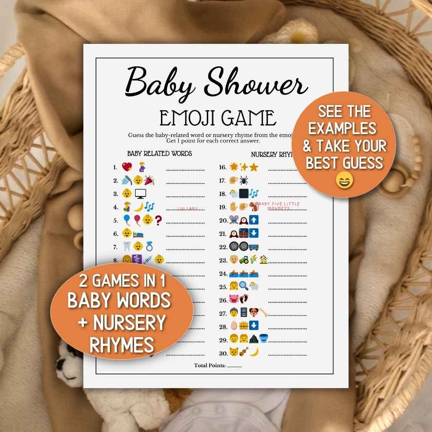 BABY SHOWER EMOJI GAME PRINTABLE