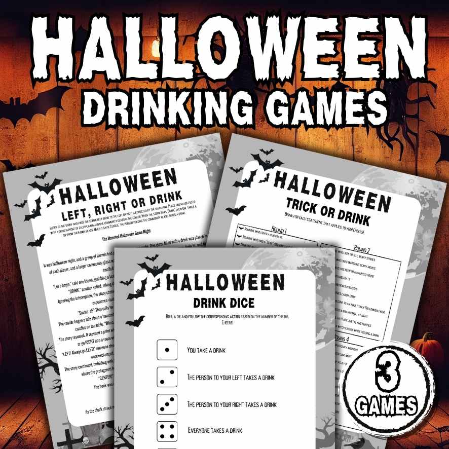 HALLOWEEN DRINKING GAMES BLACK WHITE