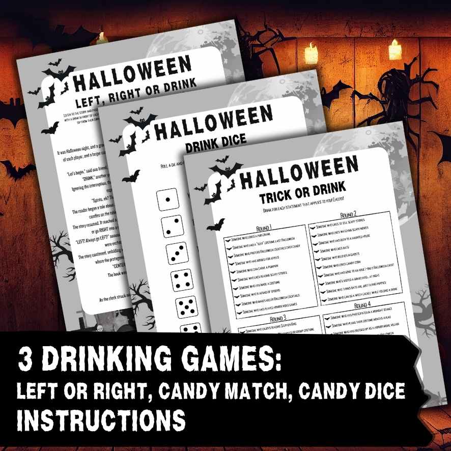 HALLOWEEN DRINKING GAMES BLACK WHITE - Image 3