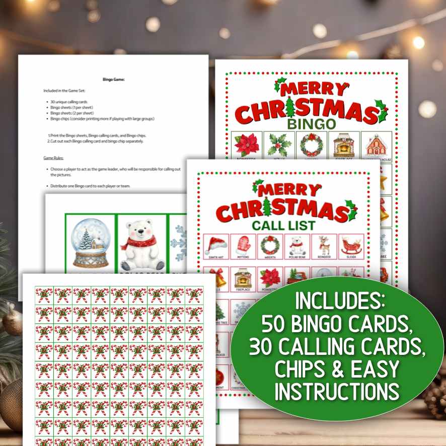 MERRY CHRISTMAS BINGO 50 CARDS - Image 6