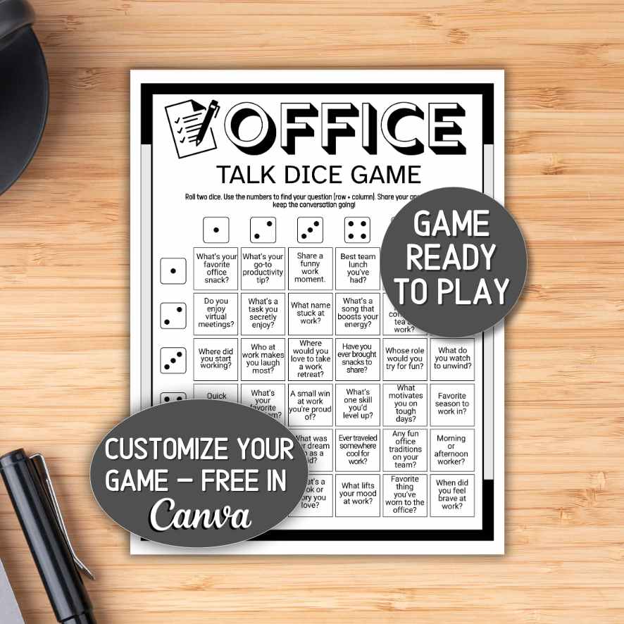 Office Icebreaker Dice Game Printable