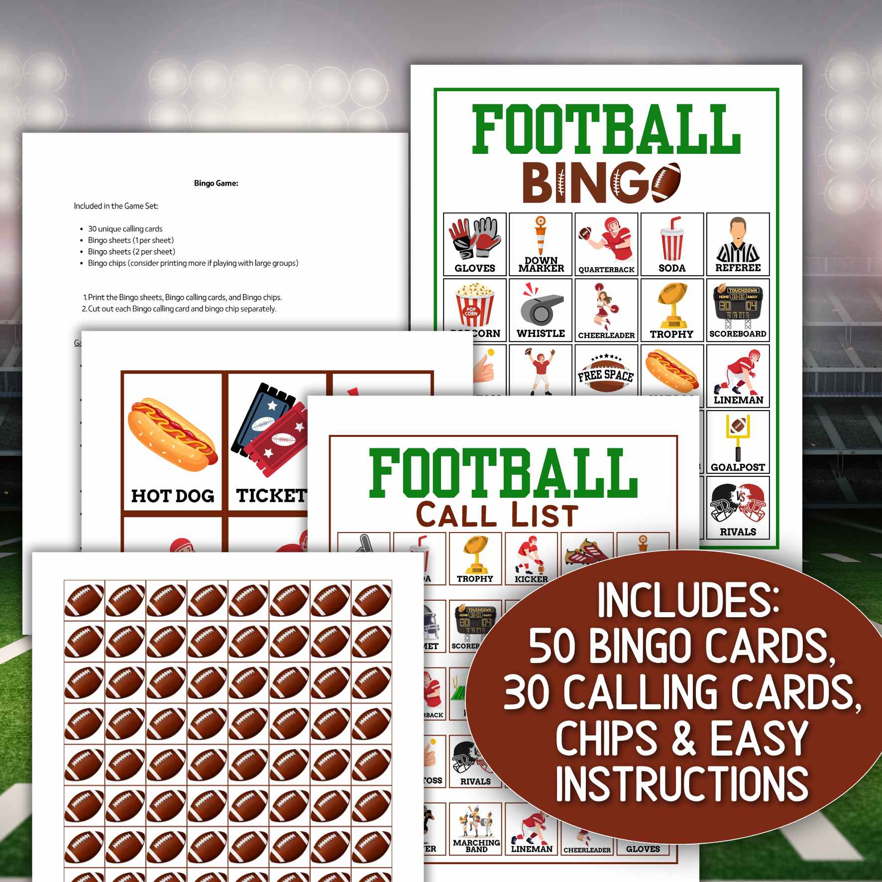 PRINTABLE FOOTBALL BINGO CARDS - Image 5