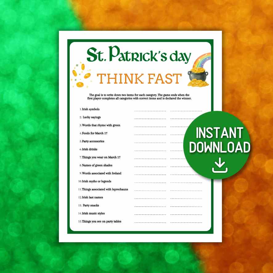 ST.PATRICKS DAY THINK FAST GAME - Image 2